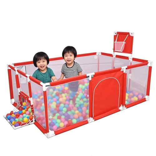 Grand Parc pour Tout-Petits, Parc pour bébé pour Jumeaux, Aire de Jeux de sécurité Pliable avec Tapis et Panier de Basket, clôture de sécurité