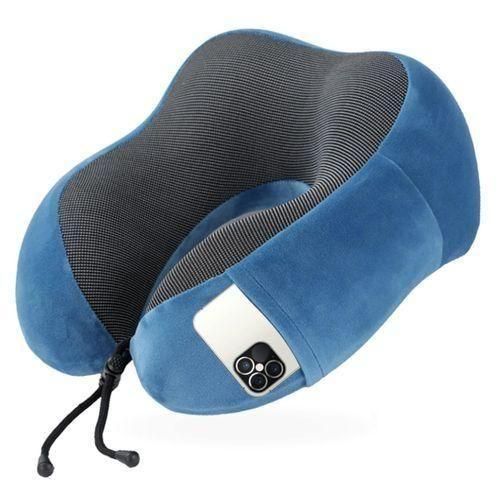 Oreiller de voyage à l'unité, Oreiller Cervical Confortable En Forme De U En Mousse à Mémoire De Forme - Bleu