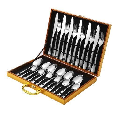 24 Pièces Lot De Couverts - Cuillères Fourchettes Et Couteaux
