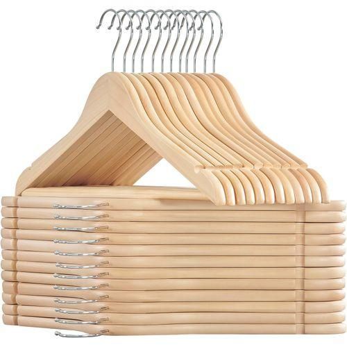 Cintre En Bois Bambou. Lot De 10 Cintres Antiglisses Avec Crochet Pivotant à 360°