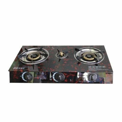 Cuisinière à Gaz - Allumage Automatique - Réchaud Vitré   - 3 Feux - Noir
