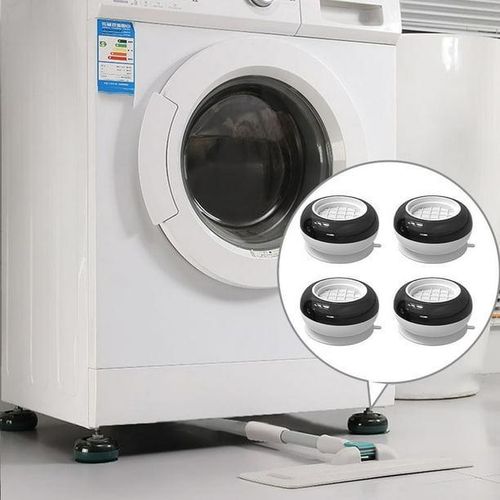 Support Machine À Laver – Support Frigo - Patin Anti Vibration Pieds Machine À Laver Fixe Anti-Slip Pad - Blanc Noir