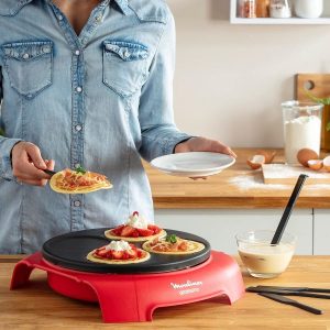 CREPIERE ELECTRIQUE-MOULINEX ACCESSIMO 4 PLAQUES-ROUGE-720W