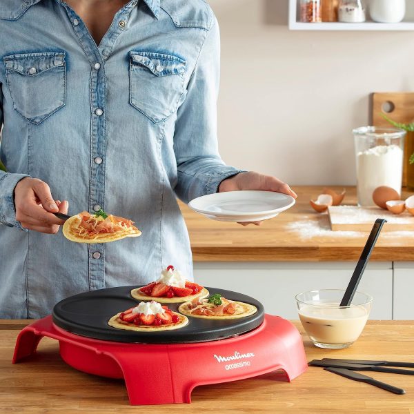 CREPIERE ELECTRIQUE-MOULINEX ACCESSIMO 4 PLAQUES-ROUGE-720W