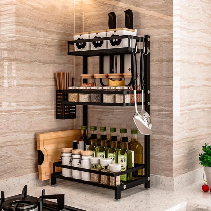 Étagère à Épices 3 Niveaux pour Cuisine en acier inoxydable