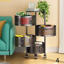 Étagère De Rangement En Métal Rotative 4 Niveaux