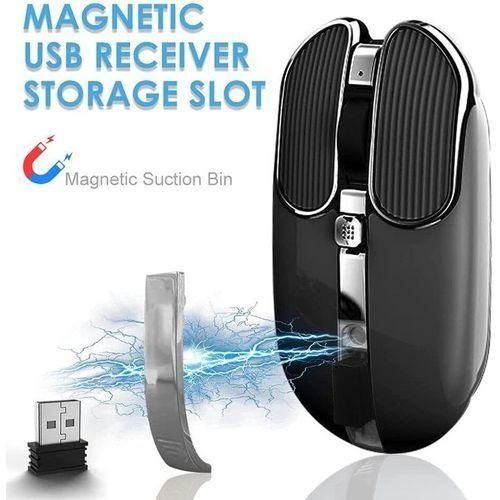Noir Souris Sans Fil Compatible Bluetooth 5.8GHz Silencieuse Rechargeable Pour Mac