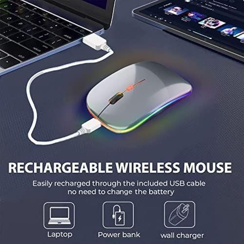 Souris Sans Fil Rechargeable Ultra-Fine - 2.4G - gris