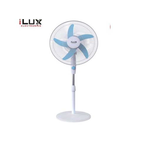 Ilux Ventilateur Rechargeable 18 Pouces - 5 Hélices Bleues - LXF-1851 - Blanc