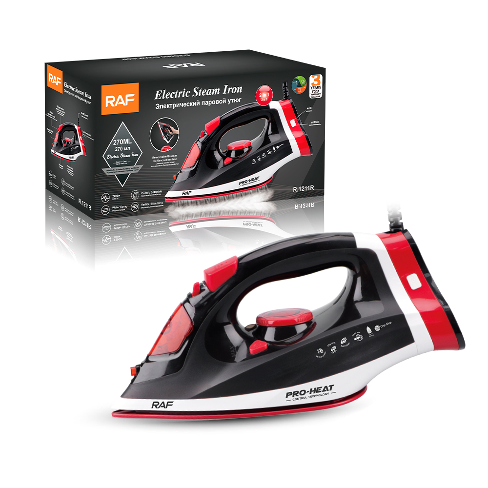 Raf Fer sans fil et filaire à vapeur 2 en 1 - électrique - 2200W - Rouge-5