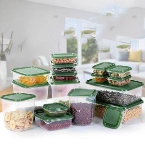 Vert 17PCS Boîte De Rangement En Plastique Pour Emballages Alimentaires Et Fruits Ménagers