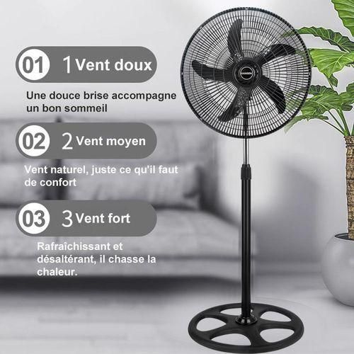 HANSEN Ventilateur sur pied - Silencieux à 3 vitesses de 45 cm/ Performant