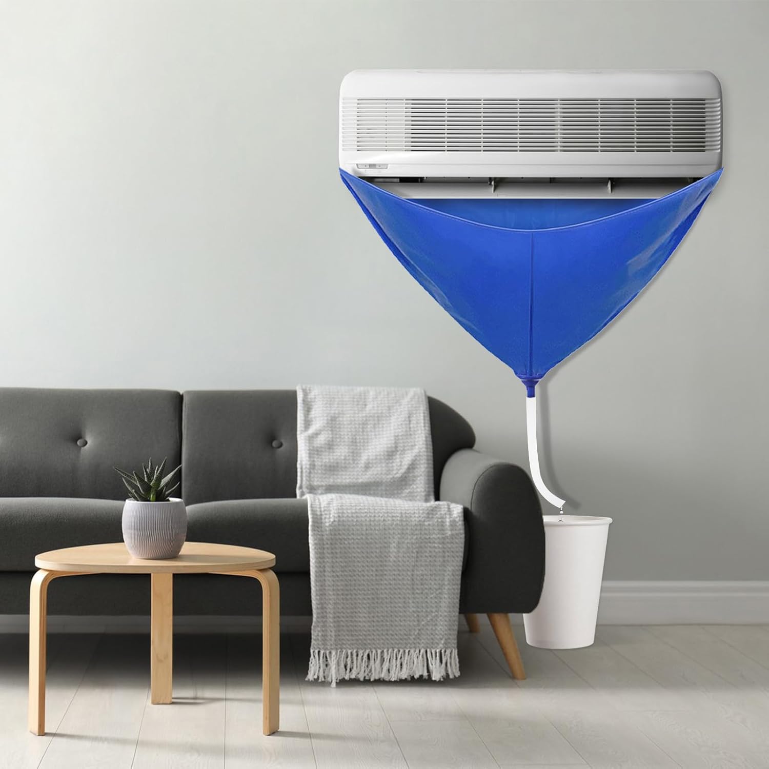Bâche de nettoyage de climatiseur, tissu de revêtement AC, en forme d'entonnoir avec tuyau d'eau,