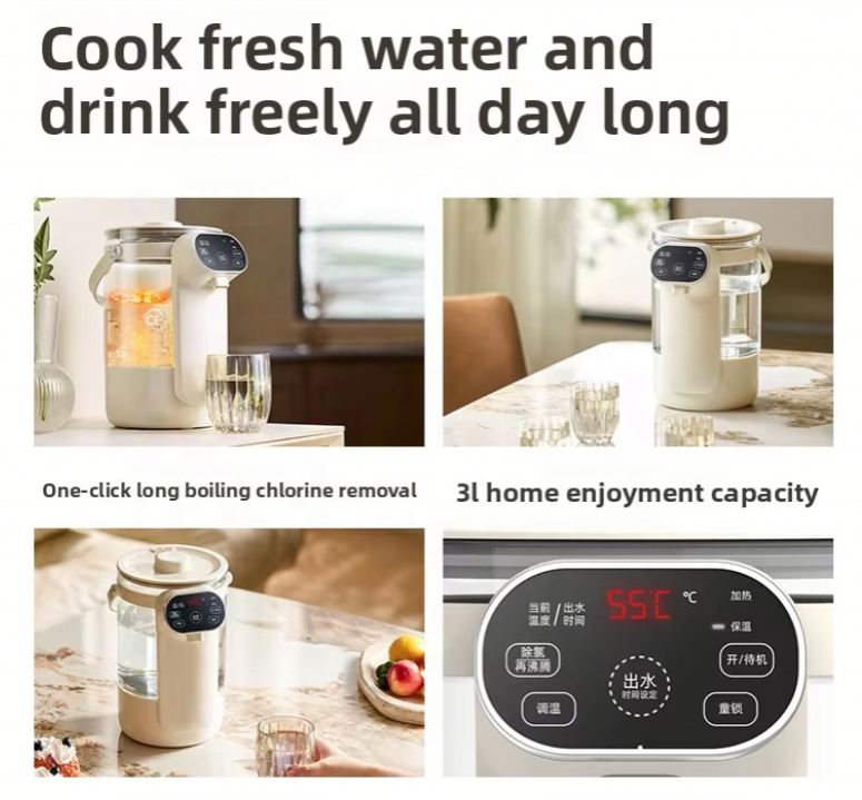 Bouilloire électrique portable en verre borosilicate de 3,0 L avec contrôle numérique de la température-2