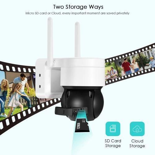 Caméra de surveillance extérieure sans fil HD 1080p à énergie solaire, système de sécurité domestique panoramique et inclinable, Wi-Fi - Blanc-1