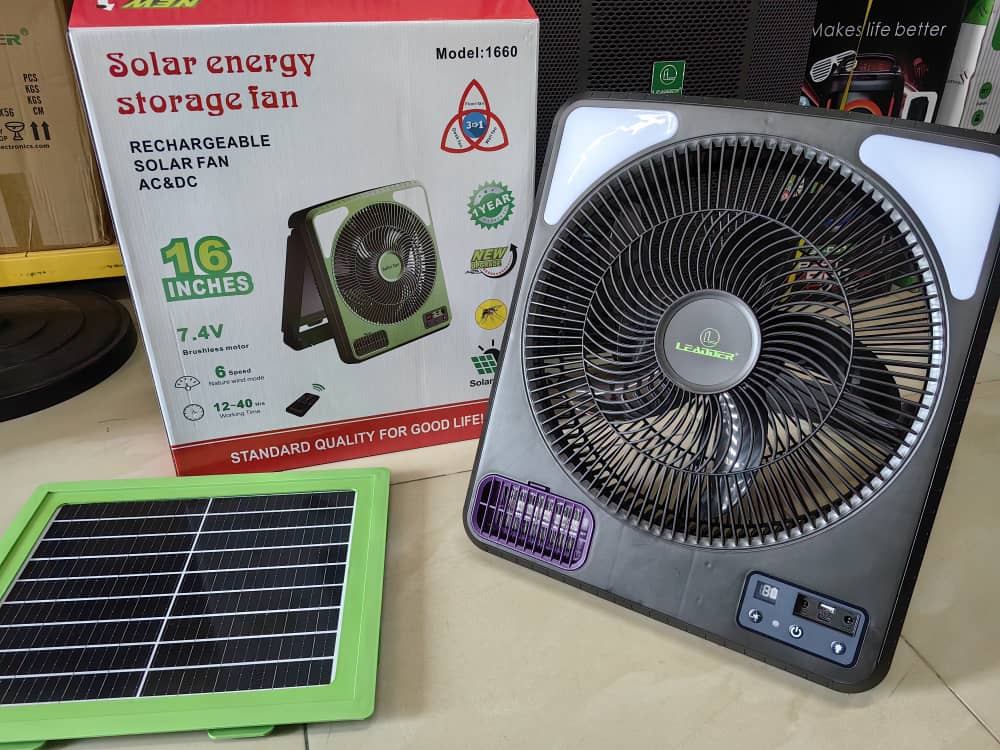 Grand Ventilateur Rechargeable Solaire Au Sol - Panneau solaire offert - Anti moustique - 12h-24h autonomie-1