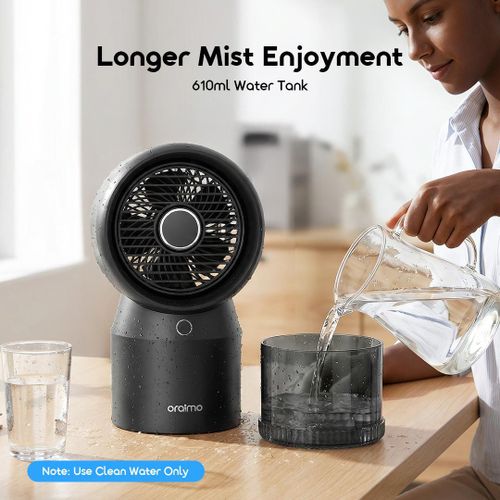 Oraimo Ventilateur de bureau hydratant et rafraîchissant AirDock Nova, puissant ventilateur portable