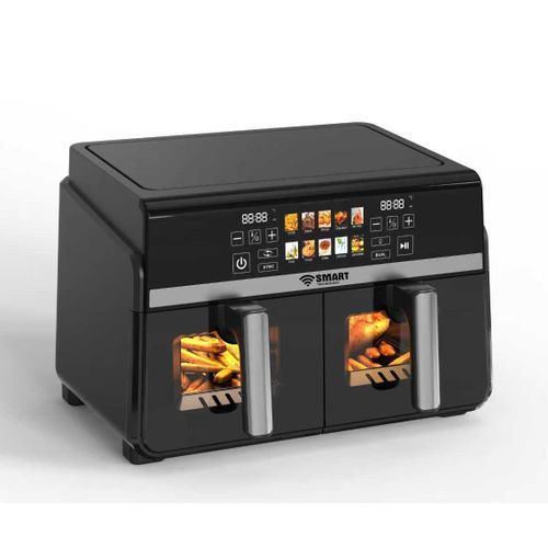 Air Fryer Double Panier Smart 10L Digital (STPE-888W) – 2200W, Sans Huile (80% de Gras en Moins) - Tactile- Design Élégant Noir / Garantie 3 Mois-2