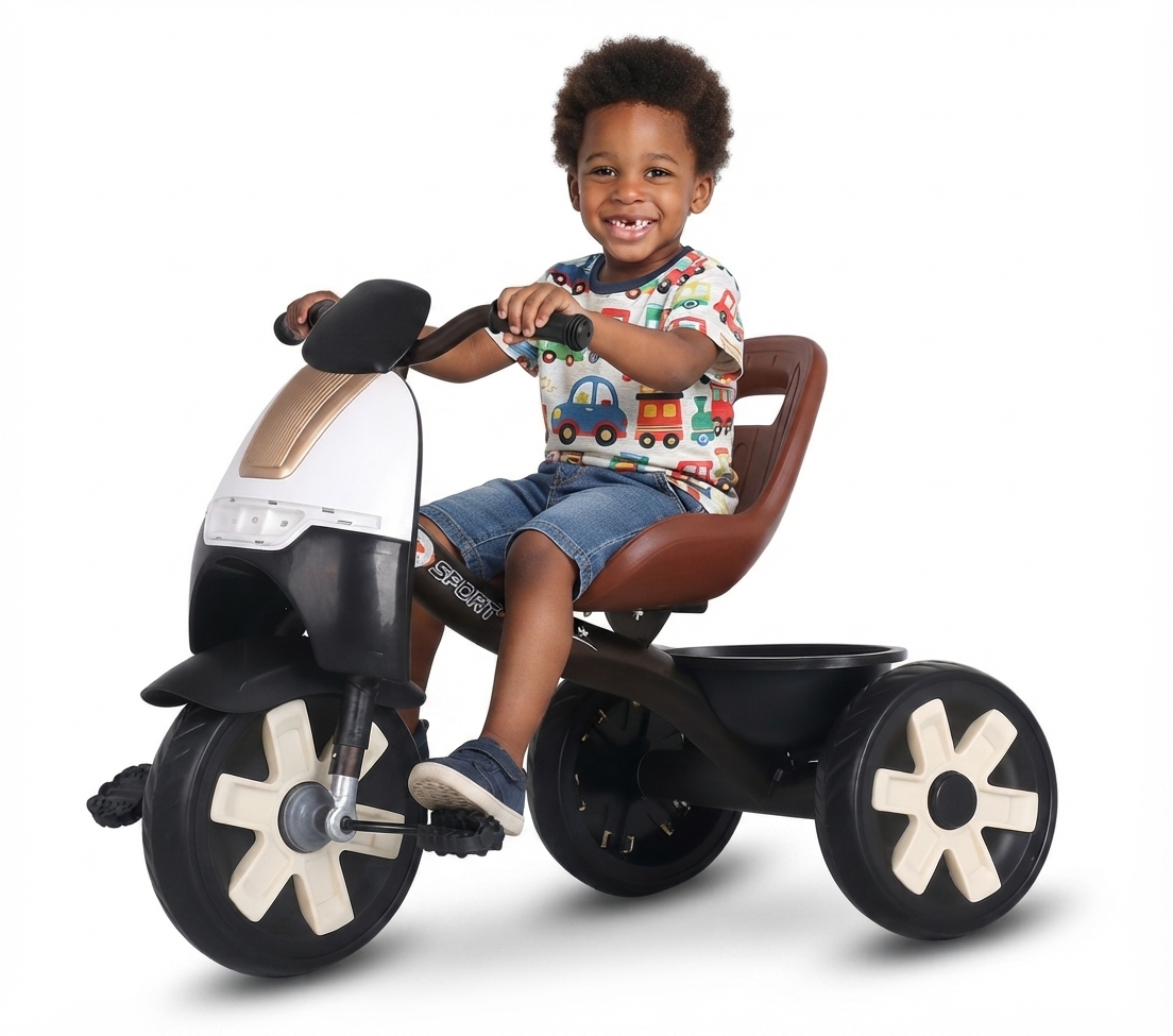 Vélo Tricycle pour enfants 1 à 5 ans Avec musique et lumière – Marron