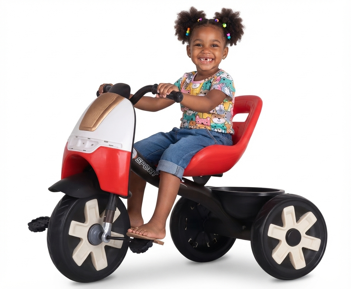 Vélo Tricycle pour enfants 1 à 5 ans Avec musique et lumière – Rouge