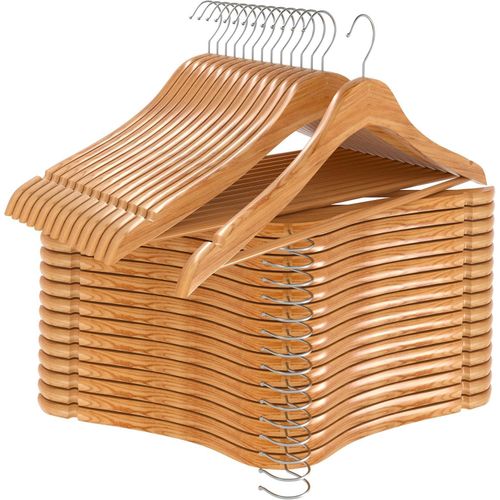 Lot de 30 cintres en bois naturel pour manteaux