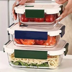 Lot de 3 Boîtes En Verre - Lunch Box avec Couvercle à Clips (Copie)