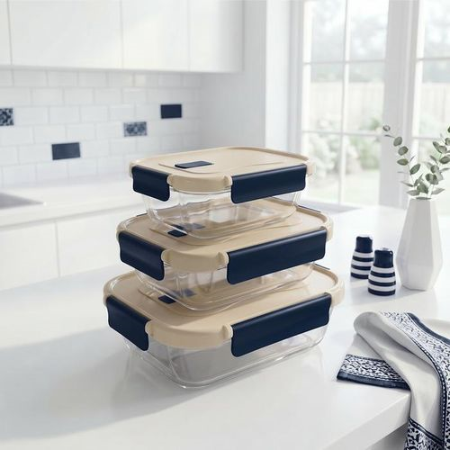 Lot de 3 Boîtes En Verre - Lunch Box avec Couvercle à Clips (Copie)