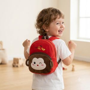 Sac à dos en peluche pour enfant maternelle - souris - Rouge
