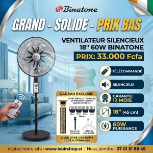 Binatone Ventilateur sur pied Télécommandé Silencieux - 18'' - Rasoir dragon offert