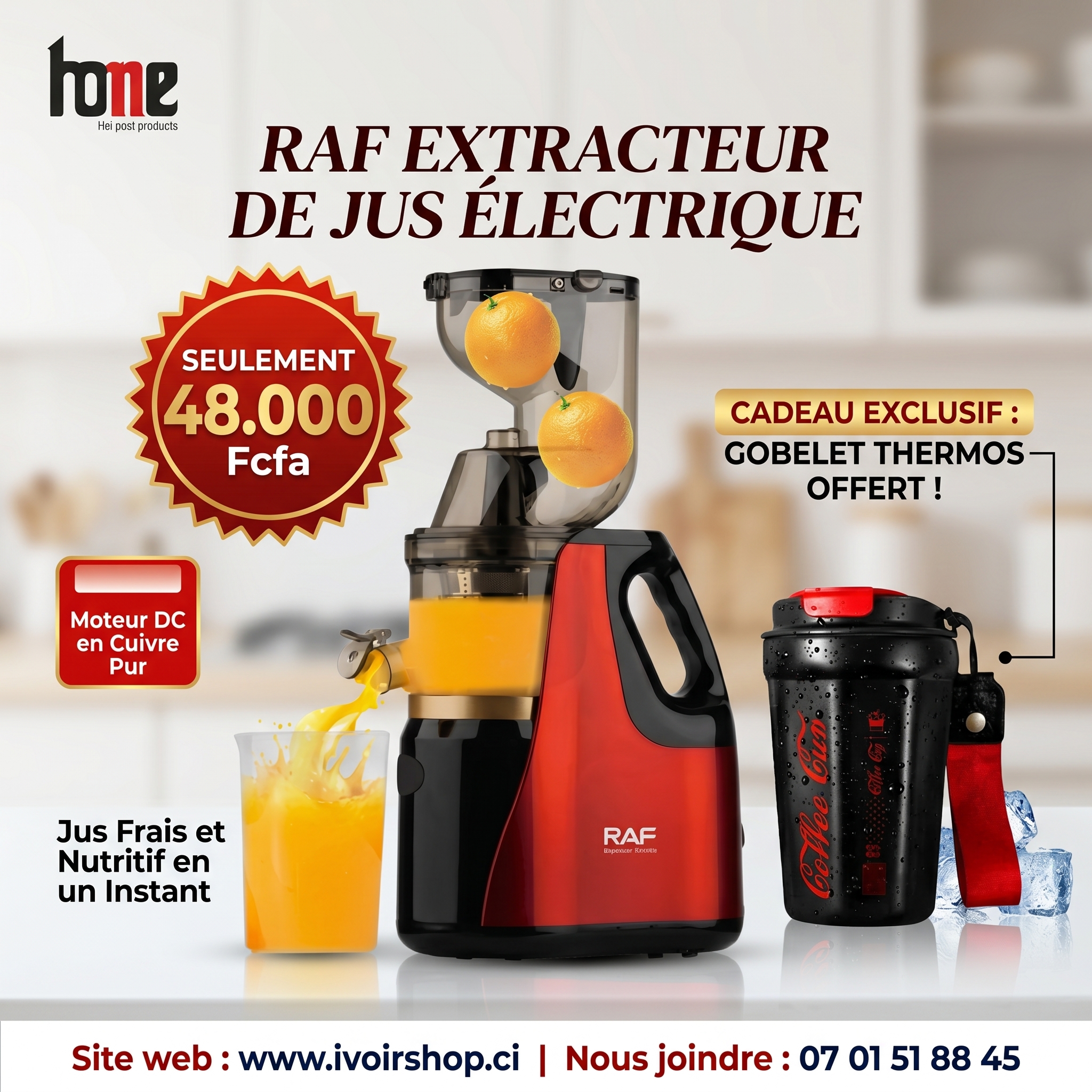 Pack ingrédient maison( extracteur raf + gobelet thermos)