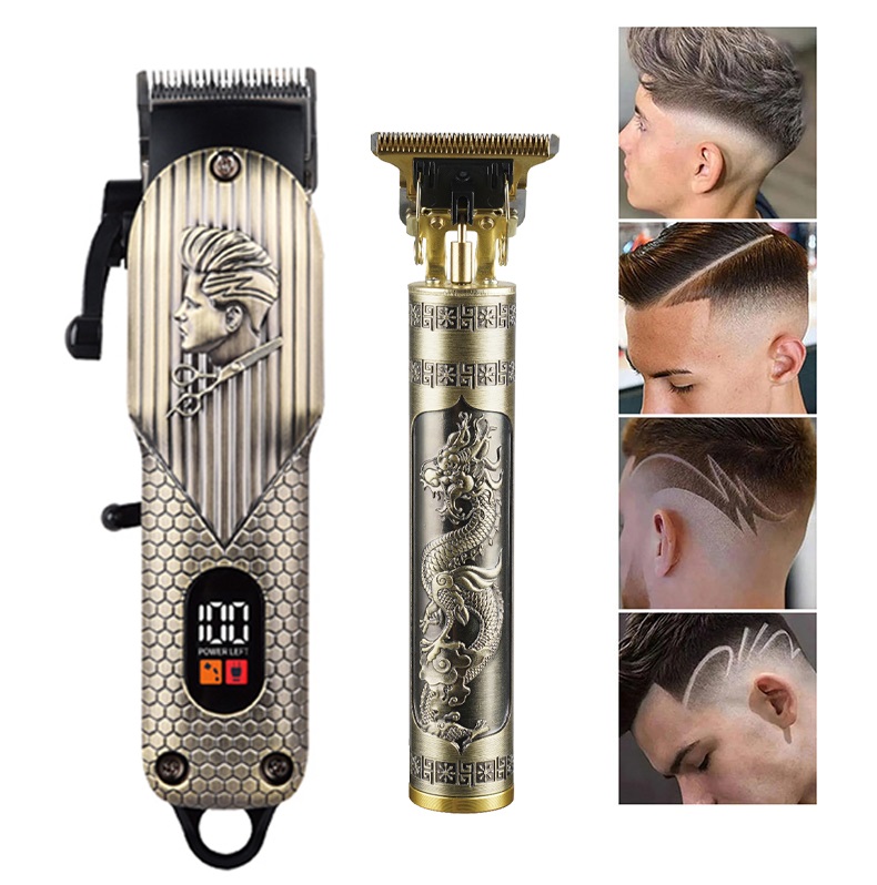 Yachen Tondeuse Électrique Rétro Design pour Cheveux « Oil-head », Rechargeable USB, Forme en T, Idéale pour Barbiers et Salons de Coiffure