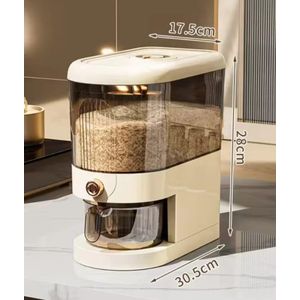 Distributeur De Riz Et Céréales Intelligent - Design Luxe Hermétique + - Beige/VertTasse Mesureuse Incluse 5kg