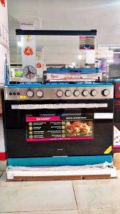 Cuisinière à gaz Sharp 90X60 à 5 brûleurs en acier inoxydable - 6 mois de Garantie