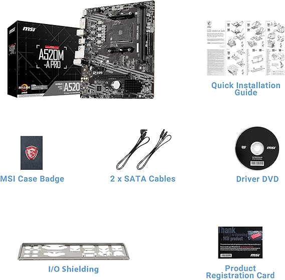 Carte Mere MSI A520M-A Pro, Micro ATX