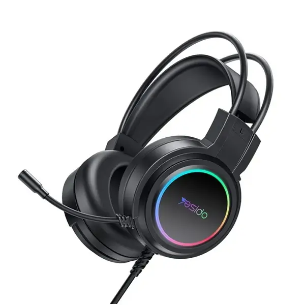 Casque filaire de jeu RGB avec microphone intégré – Compatibilité avec téléphone portable, tablette, ordinateur portable – EK05
