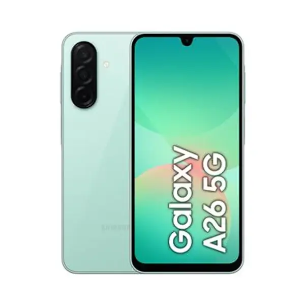 Samsung Galaxy A26 – 8Go de Ram – 256Go – Ecran 6.7″ – 5G – 50MP – Empreinte digitale – Facial – Code à chiffres – Batterie 5000 mAh – Vert menthe