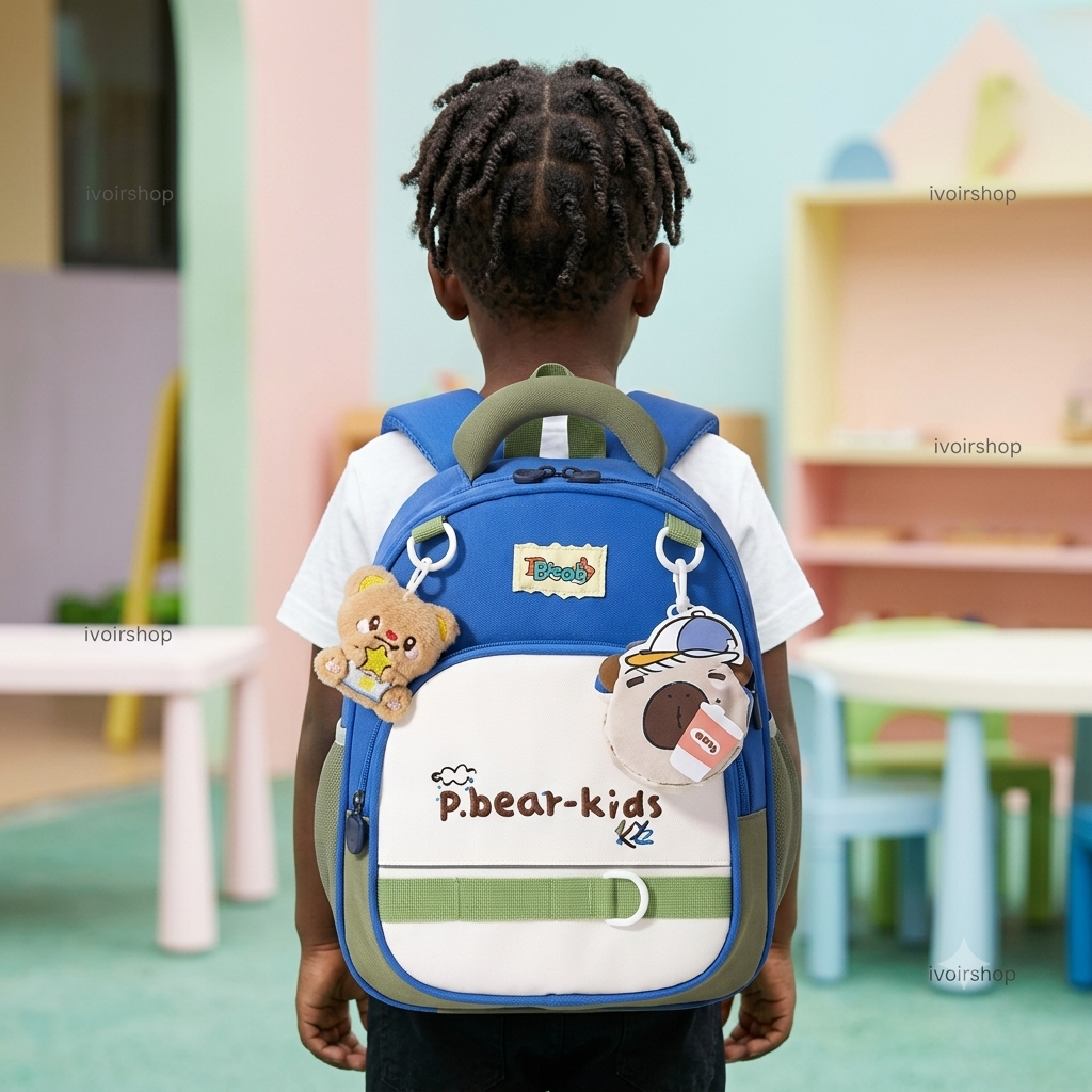 Sac à dos pour enfant de la maternelle au CP1-CP2 - Pbear Bleu