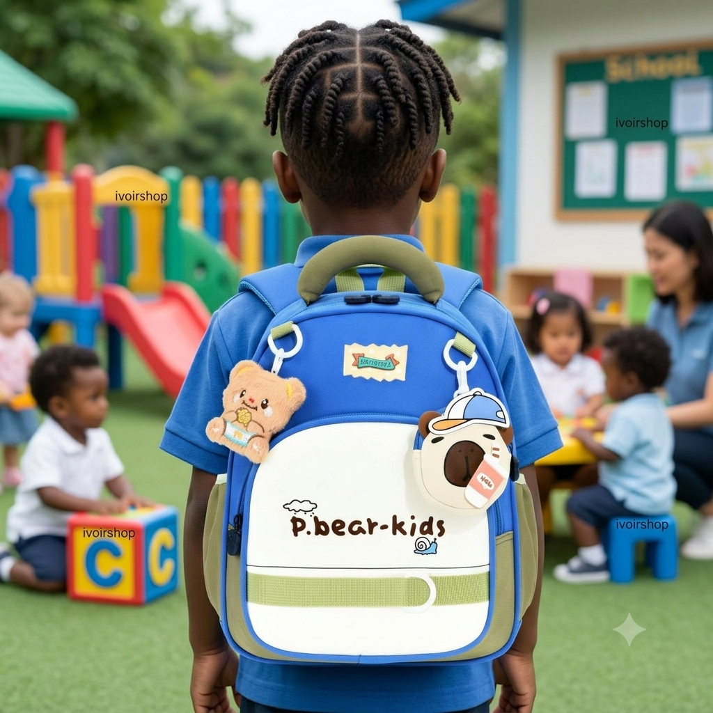 Sac à dos pour enfant de la maternelle au CP1-CP2 - Pbear Bleu