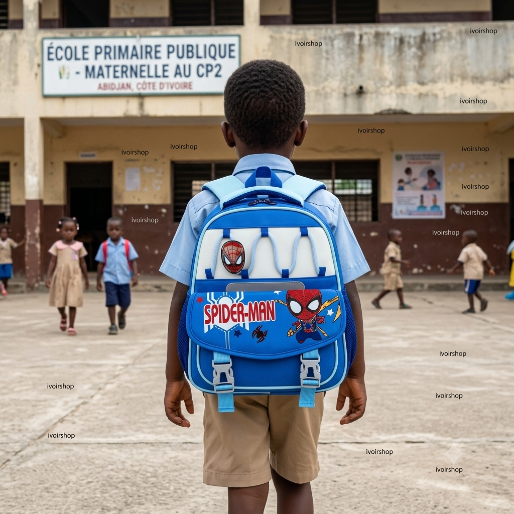Sac à dos pour enfant CP1 au CE2- Spiderman bleu ciel