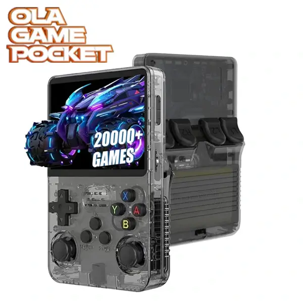 Ola Game Pocket – +15.000 Jeux – écran 3,5″ HD – Game Boy – Console rétro portable multi-émulateurs – OLA-GPKT36S – Noir Transparent