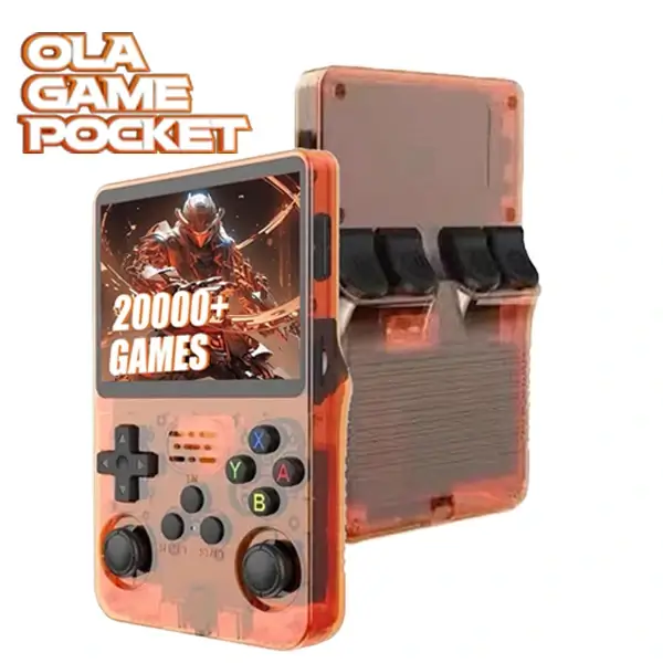 Ola Game Pocket – +15.000 Jeux – écran 3,5″ HD – Game Boy – Console rétro portable multi-émulateurs – OLA-GPKT36S – Orange Transparent