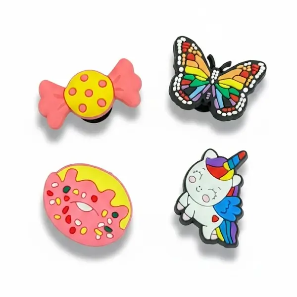 Pack de 4 stickers pour fille – 1 papillon + 1 licorne + 1 gâteau jaune à papillon + 1 un gâteau jaune – Pour la Tablette Kidy Clips Tab