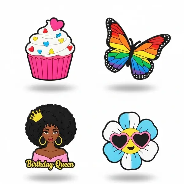 Pack de 4 stickers pour fille – 1 glace + 1 papillon + 1 fille + 1 fleur à lunette – Pour la Tablette Kidy Clips Tab