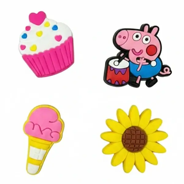 Stickers – Pack de 4 pour fille – Pour la Tablette Kidy Clips Tab – 1 cochon + 1 fleur + 2 glaces