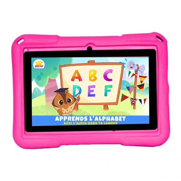 Kidy Clips Tab – Tablette éducative – 2Go/32Go – écran 7″ – Wifi – 2 Caméras – Jeux et apps – Stickers Personnalisables – Rose