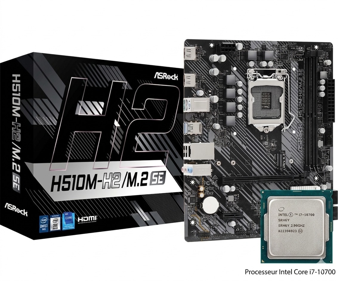 Carte mère ASRock H510M-H2/M.2 SE + Processeur Intel Core i7-10700