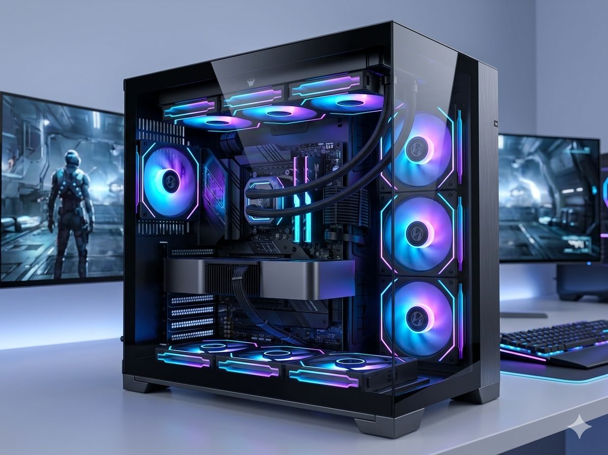 Boitier Gaming WJCOOLMAN Black 35 Noir Gameur PC Case 7 Fans