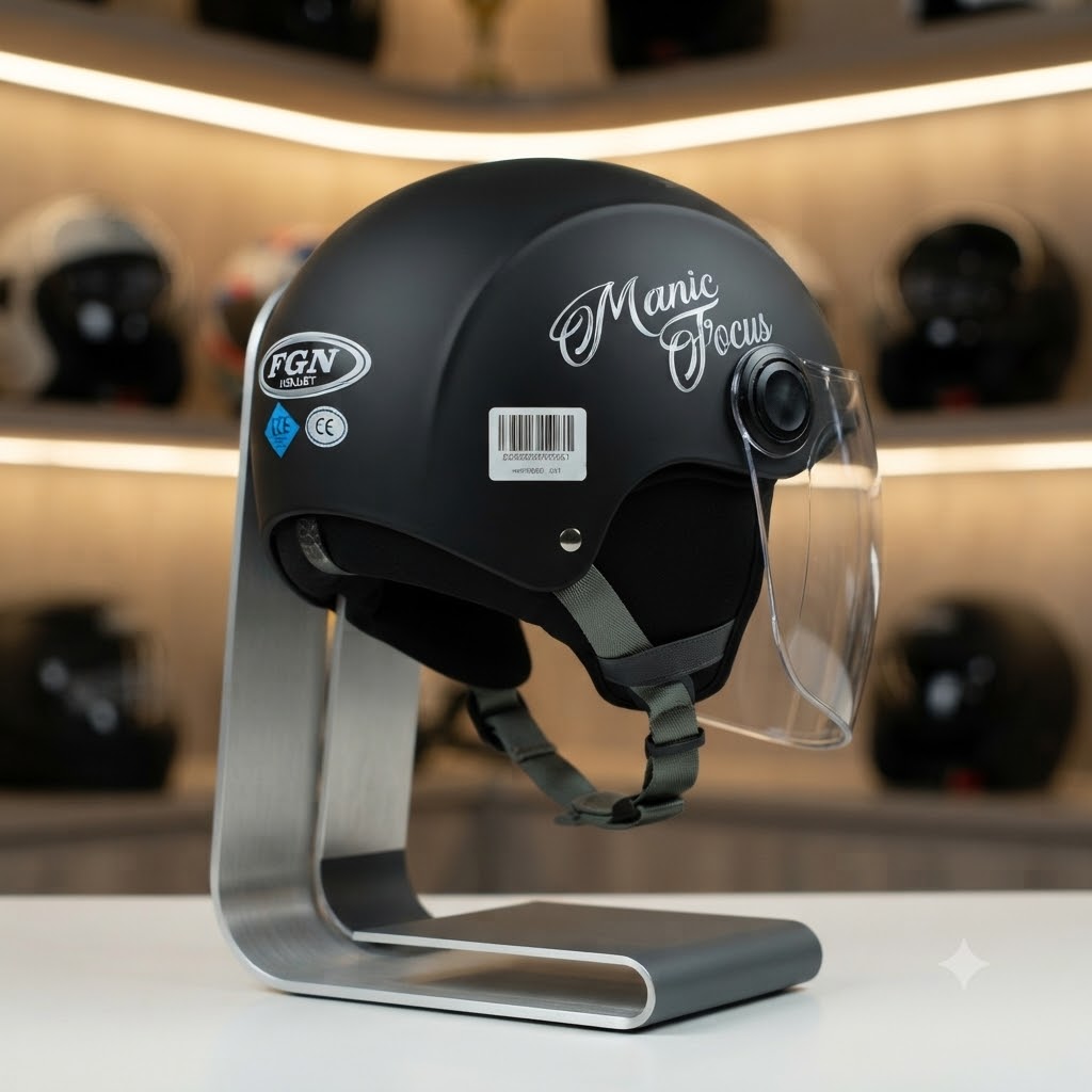 Casque de Moto Jet FGN – Rose Mat avec Visière Transparente