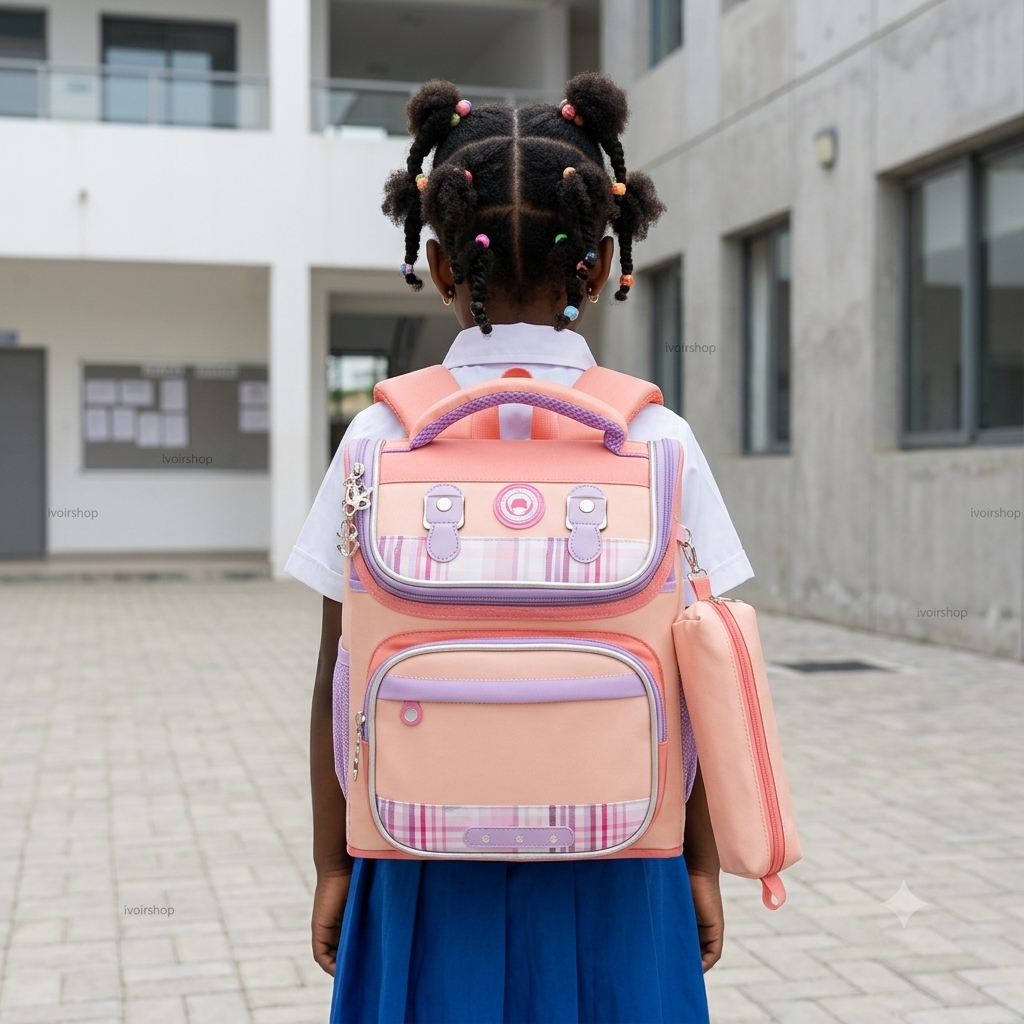 Cartable/Sac à dos pour enfant CP1 au CE2- Avec trousse - Rose