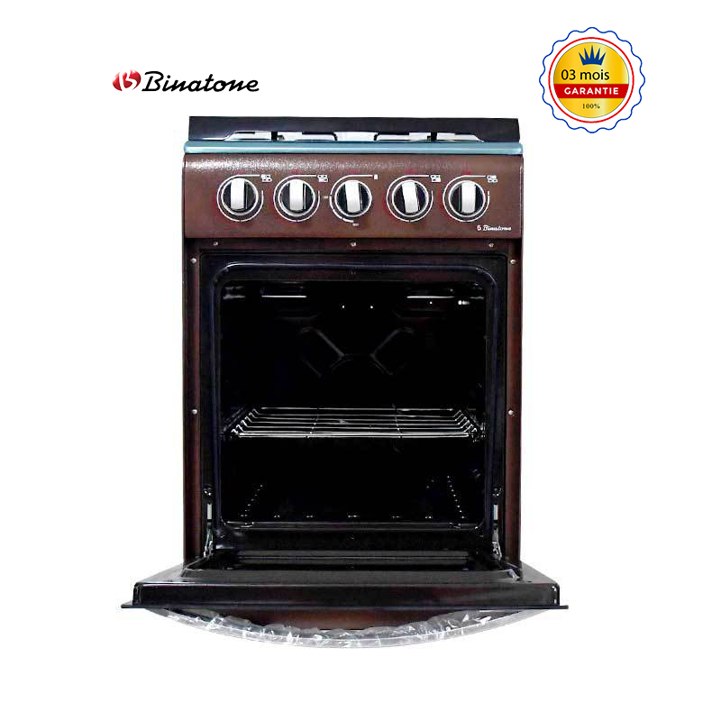 Cuisinière à gaz - Binatone - 50 x 50 cm - 4 feux à allumage automatique - Marron + Blender 2 en 1  - Garantie 6 mois